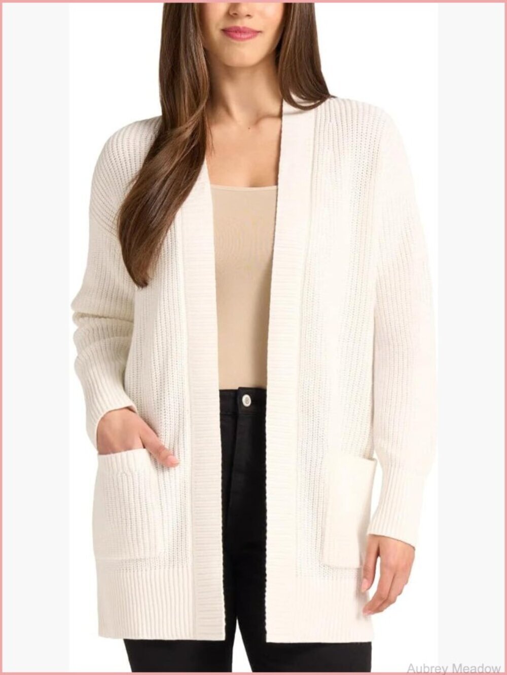 Long Sleeve Open Front Cardigan Sweater with Pockets